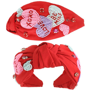 Valentines Day Conversation Hearts Headband: Red