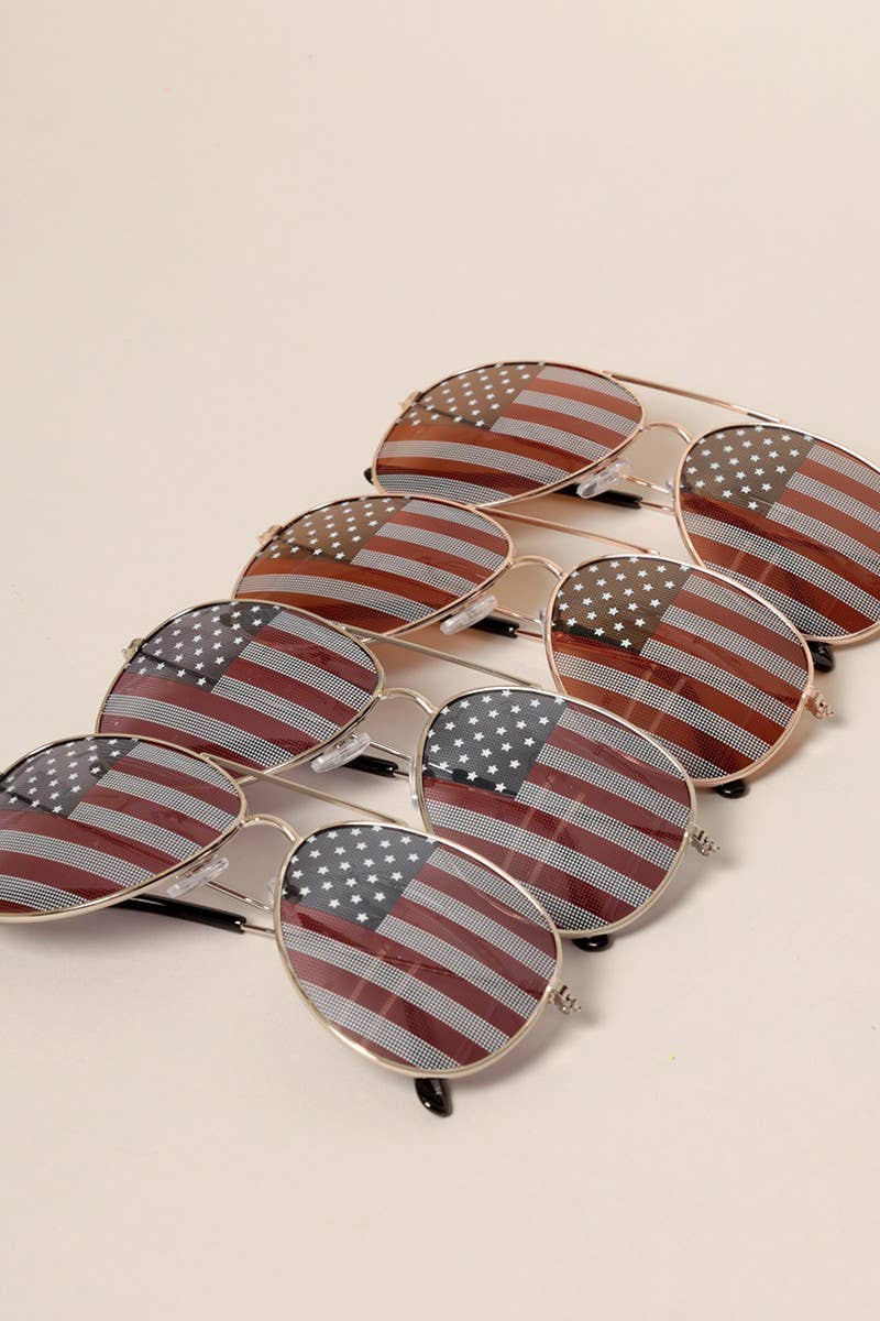 Fashion City - USA American Flags Aviator Sunglasses