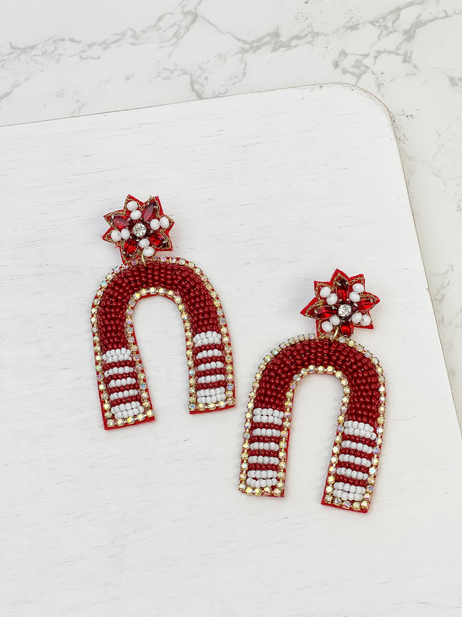 Game Day Beaded Arch Dangle Earrings